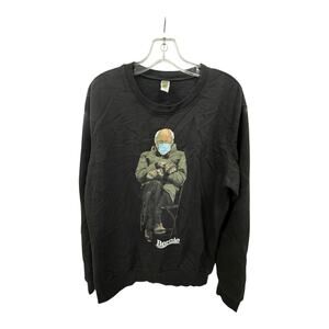 BERNIE SANDERS USA Made Black Organic Crewneck Sweater Jumper Black Men's L